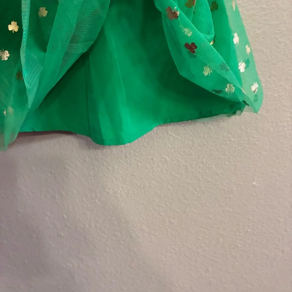 Cat & Jack Toddler St Patrick’s Happy Go Lucky Tulle Gold Accents Dress Size 18M